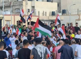 السيناوي يرفعون العلم الفلسطيني 